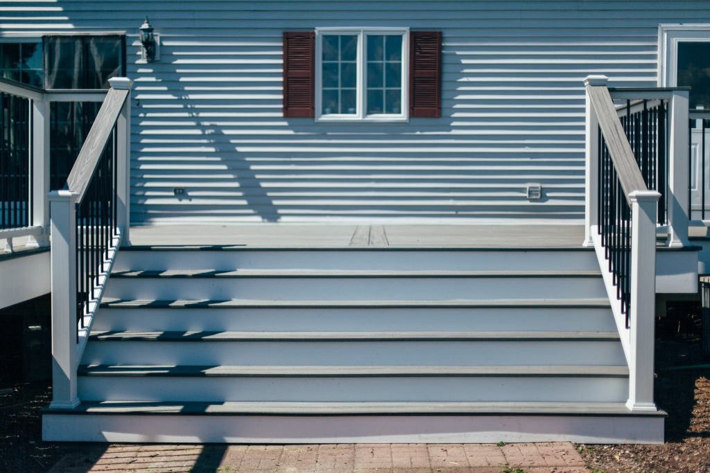 New deck, featuring this obscenely wide staircase.